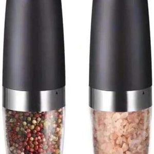 Bercusa Molinillo eléctrico de sal y pimienta por gravedad, juego de 2 molinillos con luz azul Bercusa Molinillo eléctrico de sal y pimienta por gravedad, juego de 2 molinillos con luz azul
