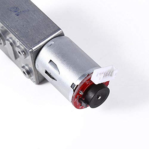 Motor de reducción de engranajes, DC 12 V de alto par engranaje helicoidal caja de engranajes helicoidales con codificador fuerte autobloqueo (10RPM)