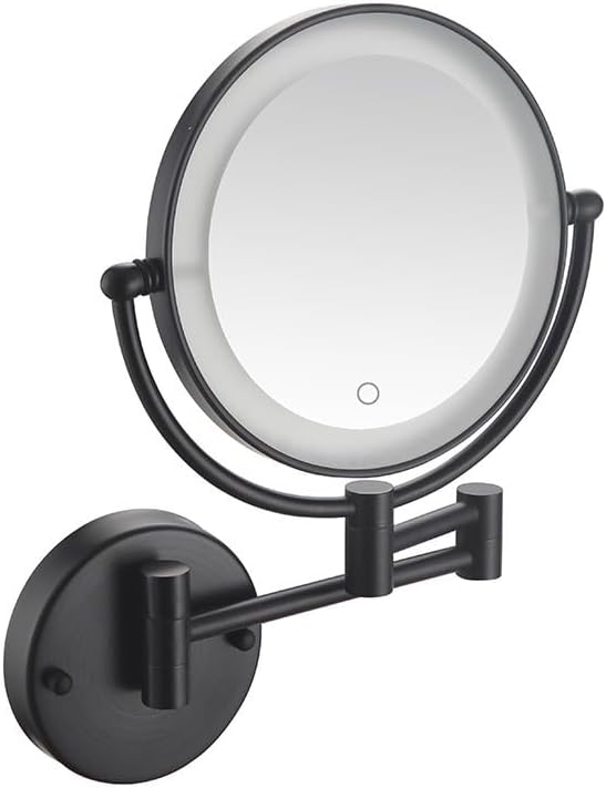 YSOLDA Espejo de tocador de maquillaje iluminado de doble cara de 8 pulgadas con LED, aumento 1X10X y espejo cosmético extensible giratorio de 360,