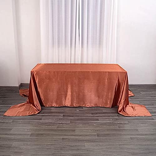 BalsaCircle Tablecloths Mantel rectangular de satén color terracota de 90 x 156 pulgadas, para mesa de boda, fiesta, recepción, eventos, cocina,