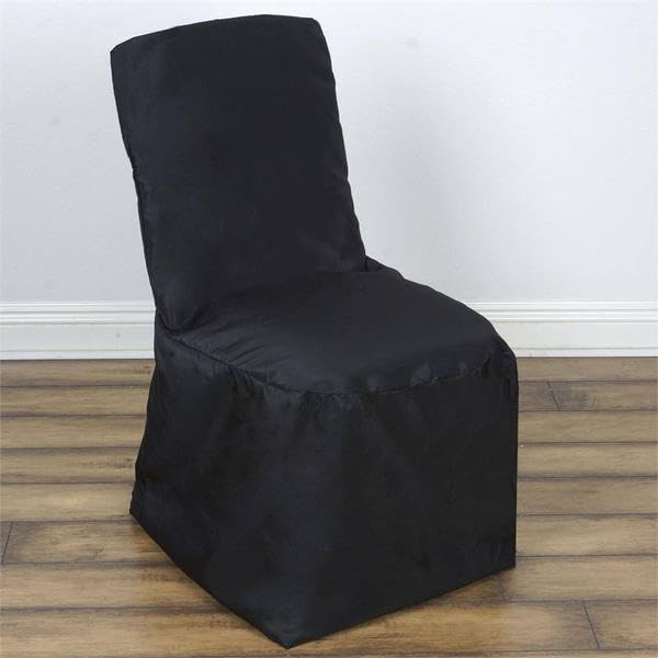 Efavormart – Fundas para sillas de banquetes de poliéster negro, reutilizables o 1 funda para silla de uso
