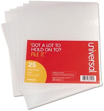 Paquete de 6 carpetas de proyectos UNV81525 para proyectos, chaqueta, poliéster, carta, transparente, paquete de 25 unidades