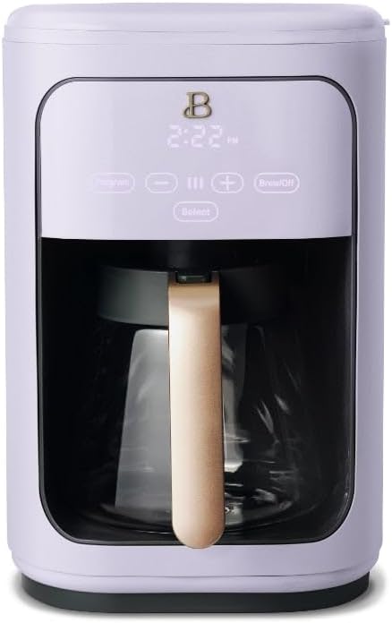 Cafetera programable con pantalla táctil de 14 tazas, glaseado blanco por Drew Barrymore Cafetera Whitelicing