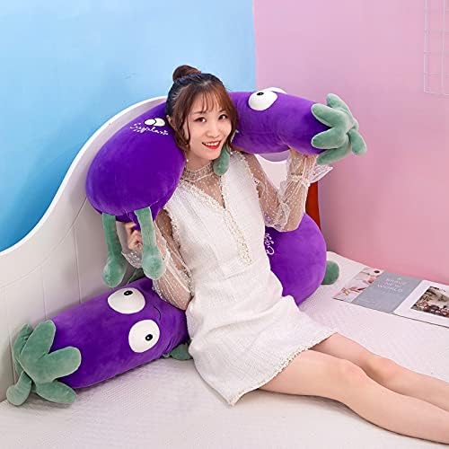 JOSON Muñeca morada grande de simulación Mr. Eggplant Doll Sleeping Pillow Doll, cojín de peluche (27 pulgadas)