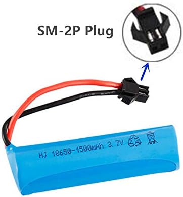 Batería de iones de litio de 3.7 V 1500 mAh con enchufe SM-2P para DE45 DE42 coche de control remoto 114 vehículo todoterreno 2 unidades con
