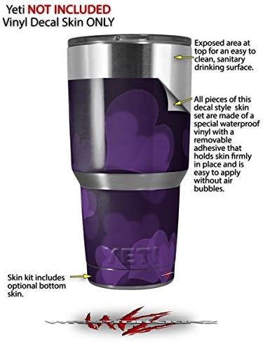 Skin Decal Wrap for Yeti Tumbler Rambler 30 oz Bokeh Hearts Purple (Tumbler NOT Included) by WraptorSkinz