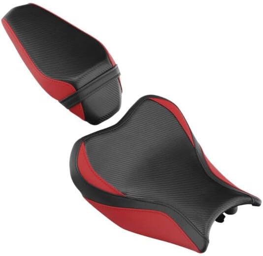 TCMT Asientos de conductor y pasajeros negros y rojos aptos para Kawasaki Z900 2017-2023 2018 19