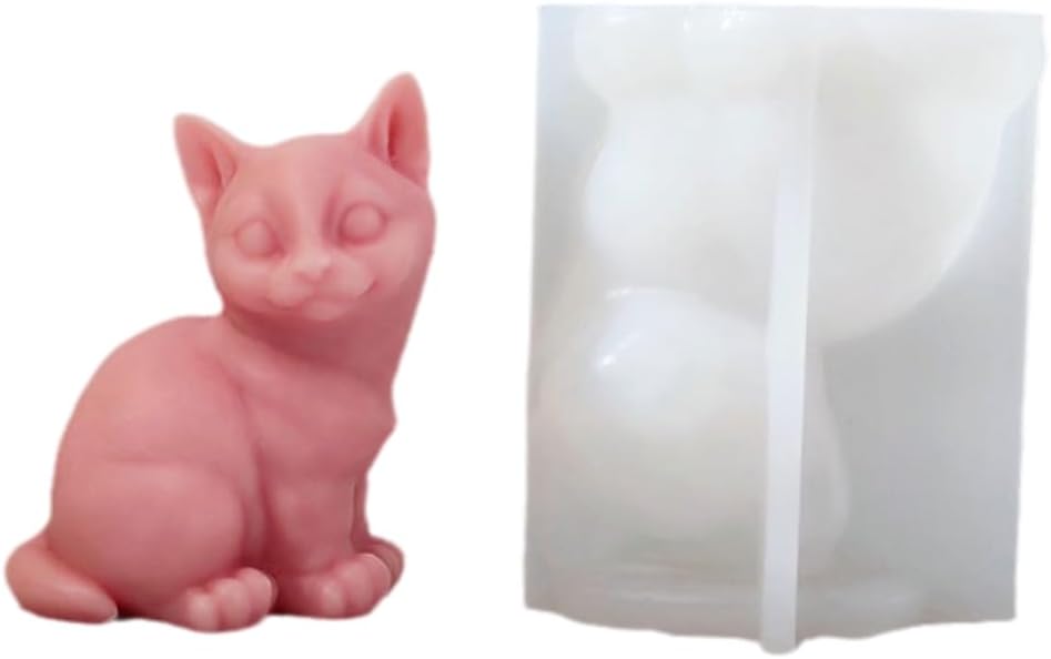 Lindo molde de silicona para velas de gato, para cera de jabón, resina epoxi, manualidades, cabeza torcida, gatitos, deshierbe, fiesta, cena, hogar,