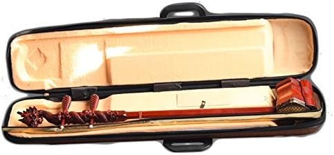 OrientalMusicSanctuary Erhu africano de sándalo de grado concierto con cabeza de dragón grabada – con garantía de Estados Unidos – Instrumento de