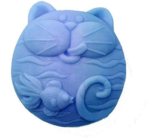 YAFOWP Molde de silicona para gatos y peces, molde de jabón de silicona con forma de gato de cara grande, molde de jabón de animales, el mejor