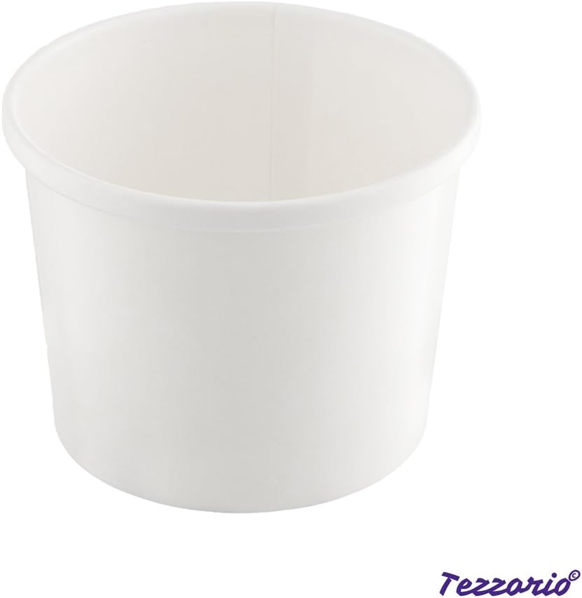 Juego de 500 recipientes de sopa de papel blanco de 12 onzas con tapas, recipientes para alimentos calientes y fríos, tazas de postre de yogur
