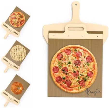 Pala deslizante de pizza de 22 pulgadas para pizza de transferencia súper fácil, deslizador antiadherente para pizza, pala mágica para pizza con