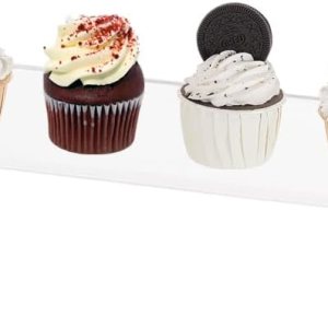 FINGERINSPIRE Soporte rectangular de acrílico para tartas con 201 pilares de acero inoxidable, organizador de mini cupcakes, elevador acrílico para FINGERINSPIRE Soporte rectangular de acrílico para tartas con 201 pilares de acero inoxidable, organizador de mini cupcakes, elevador acrílico para