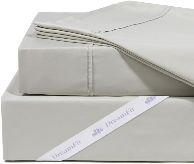 DreamFit DreamCool – Juego de sábanas refrescantes de 100 % algodón egipcio con correas elásticas en las esquinas, cama ajustable, bolsillo extra