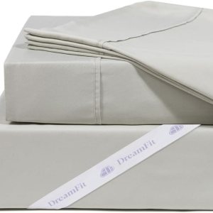 DreamFit DreamCool – Juego de sábanas refrescantes de 100 % algodón egipcio con correas elásticas en las esquinas, cama ajustable, bolsillo extra DreamFit DreamCool – Juego de sábanas refrescantes de 100 % algodón egipcio con correas elásticas en las esquinas, cama ajustable, bolsillo extra