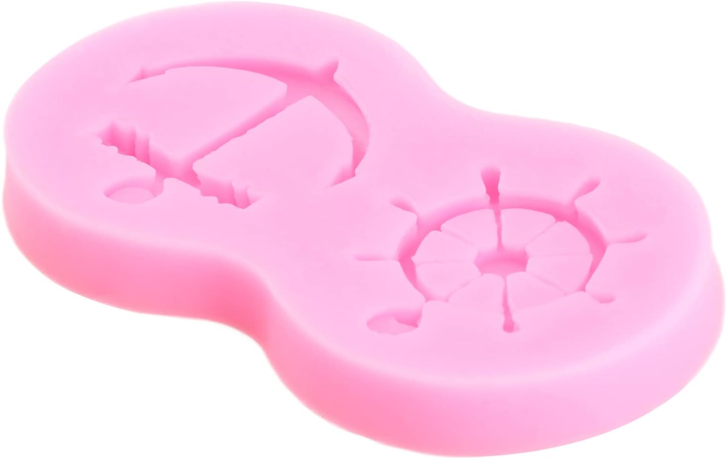 Mujiang Moldes de silicona para timón de ancla, soga salvavidas, molde de fondant, moldes de chocolate pirata para decoración de pasteles de azúcar,