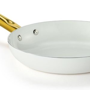 Holstein Housewares Sartén antiadherente de cerámica de 8 pulgadas, elegante mango de color blanco y dorado, elegancia dorada para cada cocina Holstein Housewares Sartén antiadherente de cerámica de 8 pulgadas, elegante mango de color blanco y dorado, elegancia dorada para cada cocina