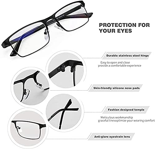 JOO’RTI Blue Light Blocking Reading Glasses for Men, Metal Frame