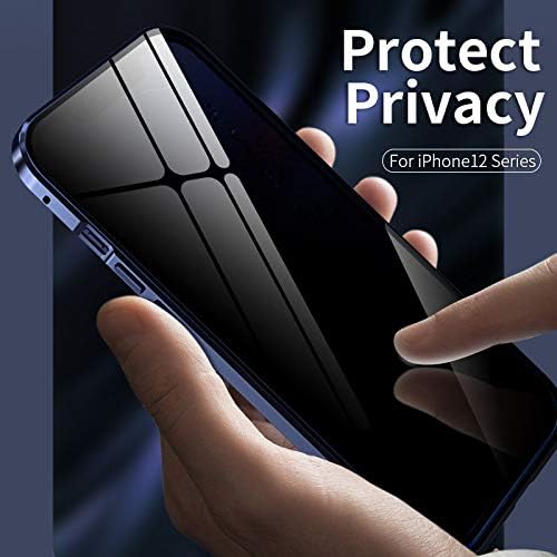 HENGHUI Funda antimiradas con cerradura para iPhone 13 Pro Max, funda magnética de vidrio con protector de lente de cámara integrado, protector de