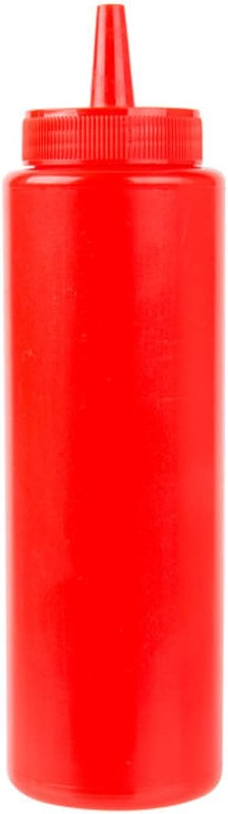 -Juego de 12 botellas dispensadoras de condimentos exprimibles de 8 onzas rojas- Botella de plástico para salsas para untar, salsa de tomate y
