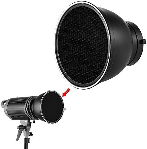Andoer Difusor reflector estándar de 7 pulgadas con rejilla de panal de 60 para Godox YONGNUO Bowens Mount Studio Strobe Flash Light Speedlite