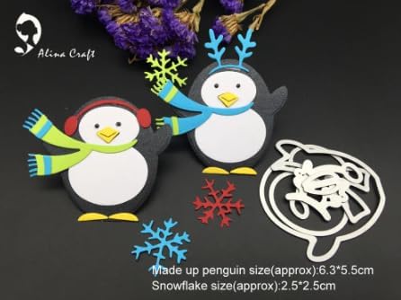Alinacutle 2 piezas de bufanda de Navidad de invierno, diseño de pingüinos, troquelado de metal, para hacer tarjetas hechas a mano, álbum de