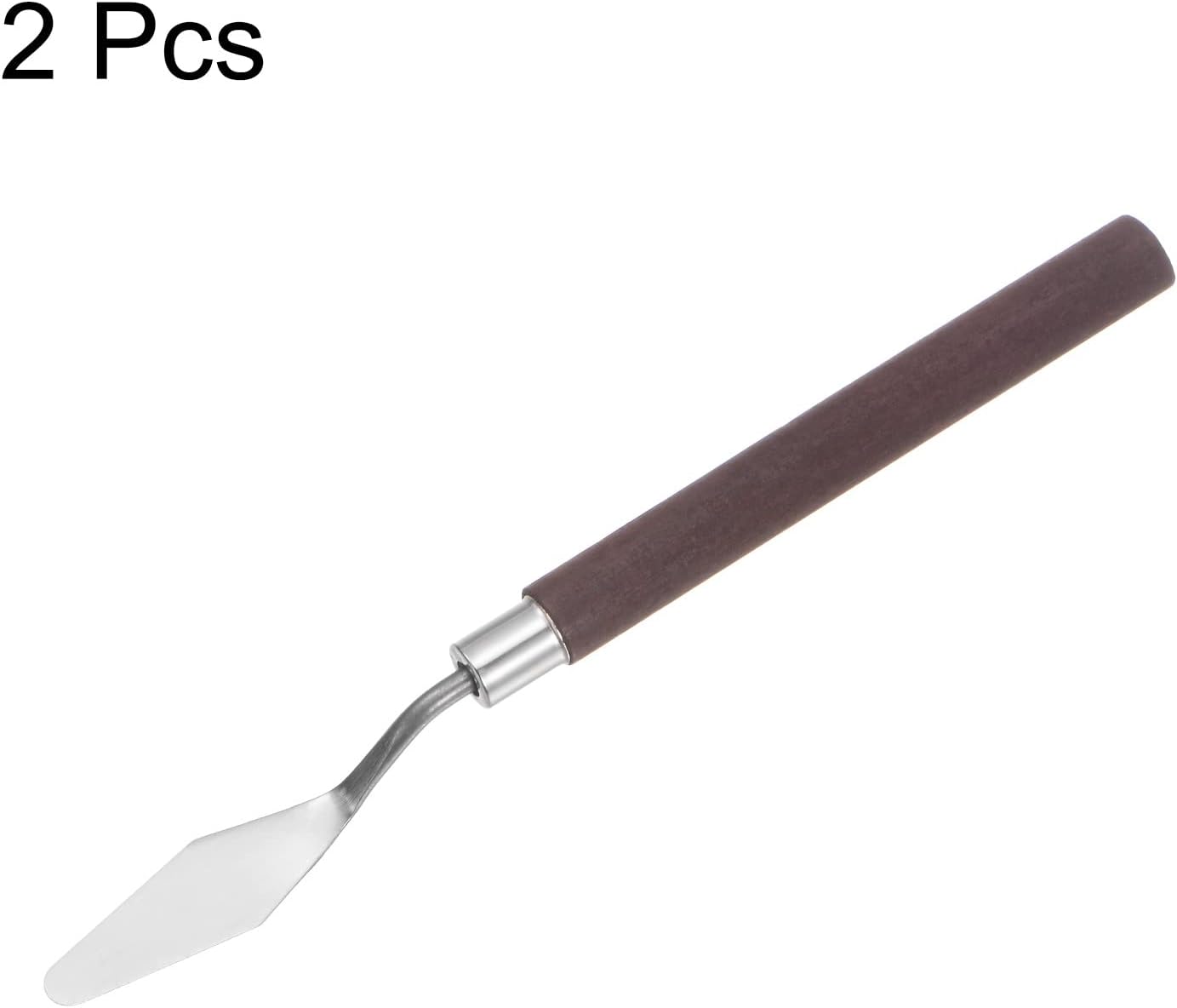 2 cuchillos de paleta No.5 de 0.551 in de ancho, espátula puntiaguda pequeña de acero inoxidable, cuchillo de paleta de pintura con mango de madera