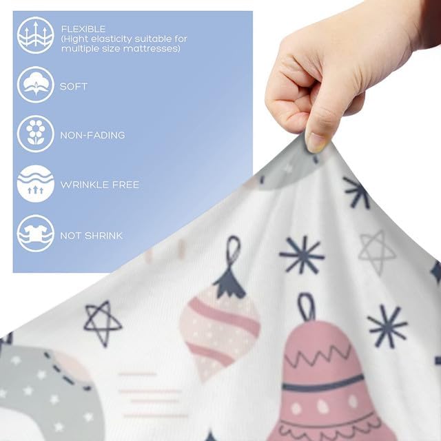 Bidesign Juego de funda de edredón tamaño matrimonial con temática navideña (diseño de cerezaárbol de Navidadcampana) para vacaciones (1 funda de
