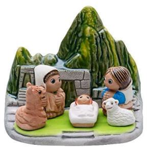 Machu Picchu Nativity Scene – Handmade in Clay – 1 block – 3.15″X2.15″X3.15″ high, Peru, Ruins, Incas, Andes, Llama, Sheep, Peruvian Machu Picchu Nativity Scene – Handmade in Clay – 1 block – 3.15″X2.15″X3.15″ high, Peru, Ruins, Incas, Andes, Llama, Sheep, Peruvian