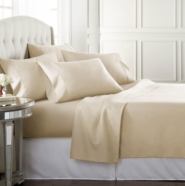 Danjor Linens Juego de sábanas tamaño California King, juego de 6 piezas que incluye 4 fundas de almohada, bolsillos profundos, transpirables,