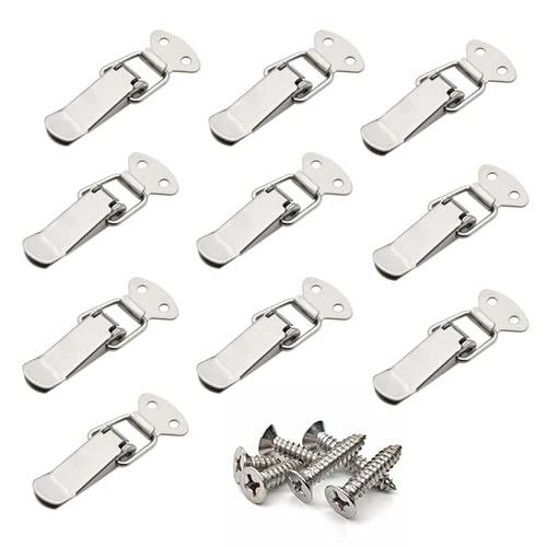 (10 PCS) (S) Pequeño acero inoxidable Spring Toggle Latch Caja de madera Draw Pestillo Gabinete