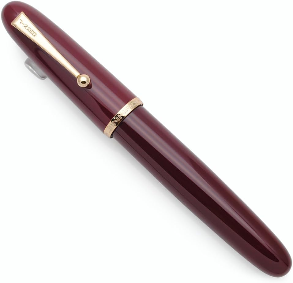 JINHAO 9019 – Pluma estilográfica Dadao Series con convertidor de tinta de alta capacidad (color rojo vino, punta fina de 0.020 in)