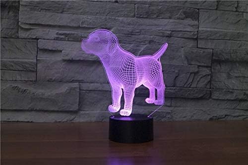 Xdorra Figura de cachorro de perro pequeño, lámpara 3D, luz nocturna óptica, 7 colores cambiantes, lámparas de ilusión LED, regalos para niñas,