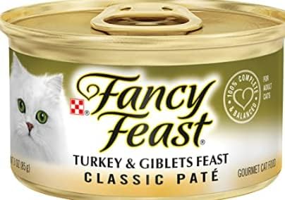 Fancy Feast Classic – Paquete variado de alimentos enlatados húmedos para gatos, sin granos, paquete variado de 6 sabores, 3 onzas cada uno, paquete