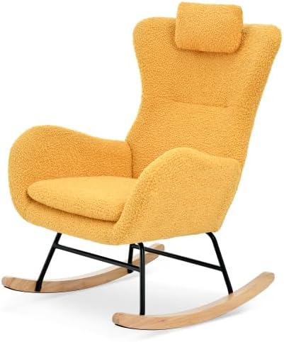 Mecedora profesional con patas de goma, tela de cachemira y diseño ergonómico, perfecta para sala de estar y dormitorio, ideal para guardería y