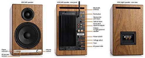 Audioengine Altavoces HD6 Premium para estantería – Altavoces Bluetooth inalámbricos de 150 W – Potente sistema de música en casa – Sistemas de cine
