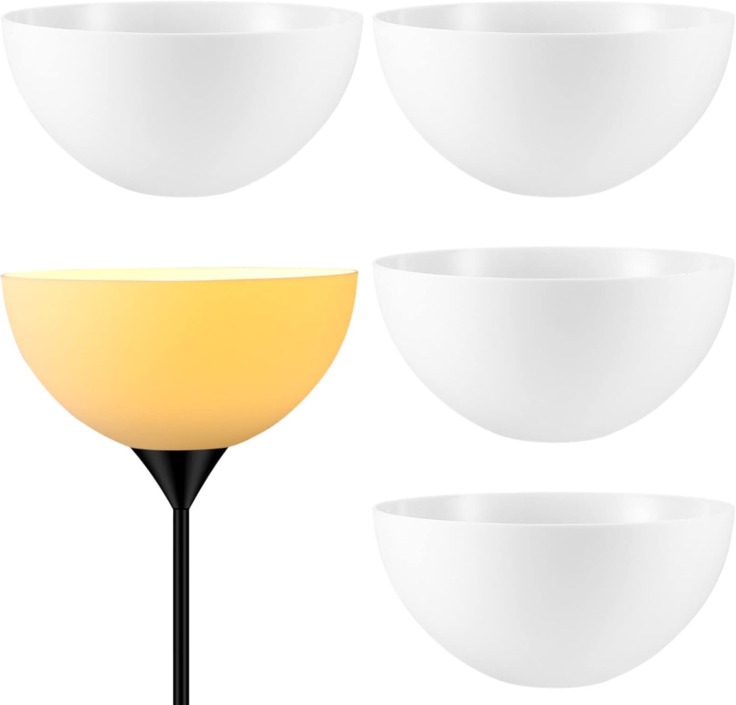 4 piezas de pantalla de lámpara de luz blanca para lámpara de mesa, pantalla de lámpara de cristal, pantalla con forma de tazón, pantalla de lámpara