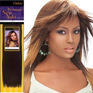 Outre Extensión de cabello humano premium Yaki (8 pulgadas, M, 1B (negro apagado) Outre Extensión de cabello humano premium Yaki (8 pulgadas, M, 1B (negro apagado)