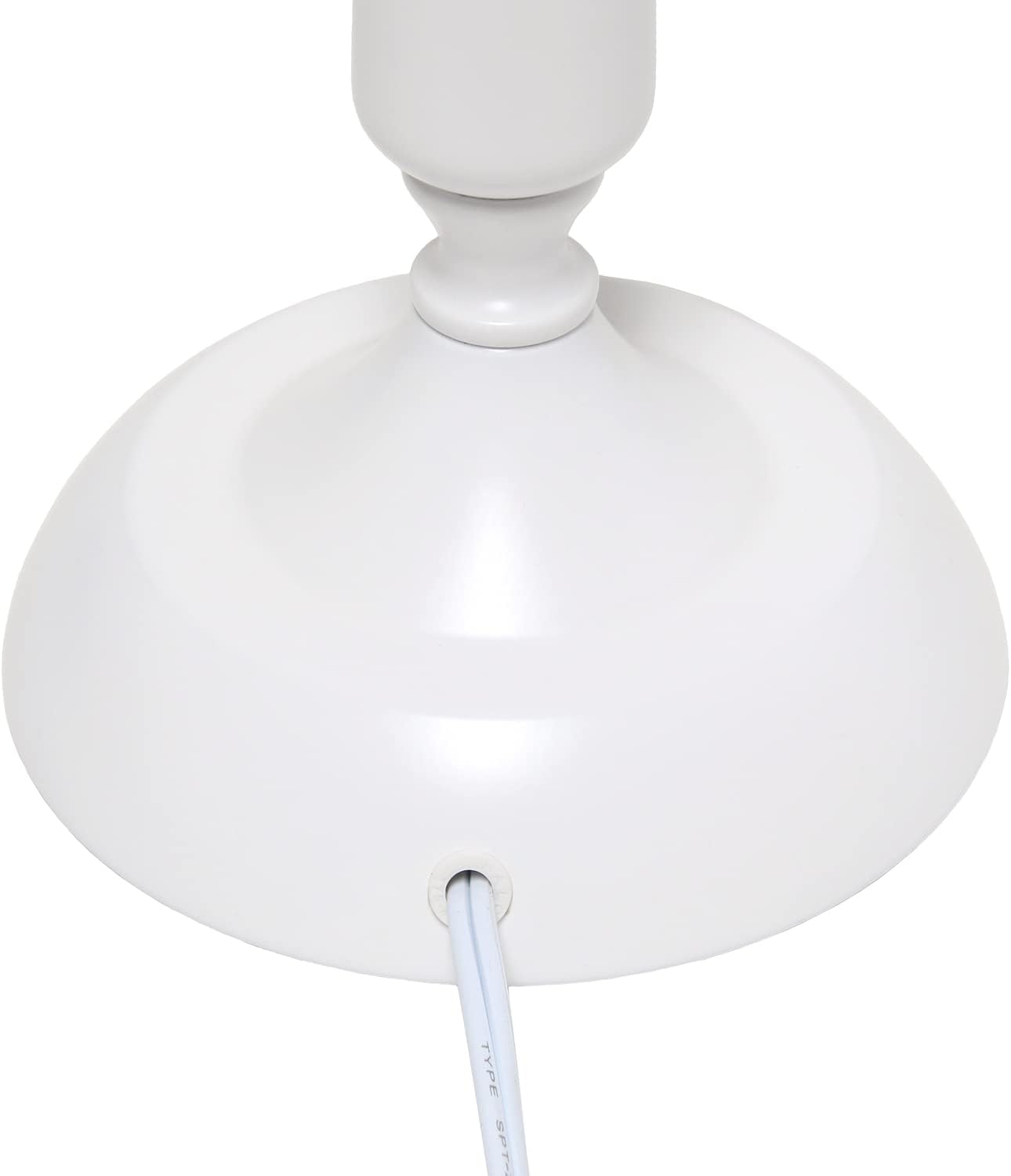 Simple Designs LT2075-WHT – Lámpara de mesa tradicional de metal y hierro con pantalla de tambor, color blanco