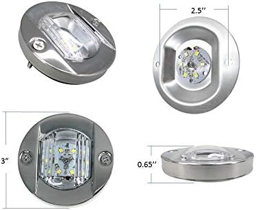 Pactrade Marine Barco 3 pulgadas redondo popa interior luz LED popa ancla luz de acero inoxidable a prueba de salpicaduras montaje empotrado para