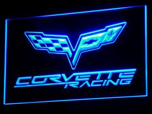 Corvette – Letrero LED de neón, color azul claro, 12 x 8 pulgadas