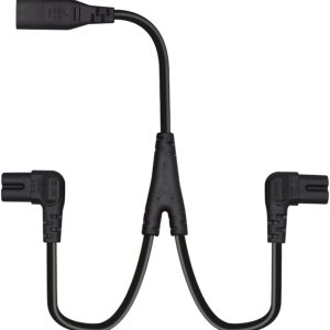 Cable de alimentación IEC 320 C8 a C7 dual figura 8 macho a doble ángulo recto hembra adaptador 1 en 2 salidas CA, cable de alimentación IEC 320 C8 Cable de alimentación IEC 320 C8 a C7 dual figura 8 macho a doble ángulo recto hembra adaptador 1 en 2 salidas CA, cable de alimentación IEC 320 C8