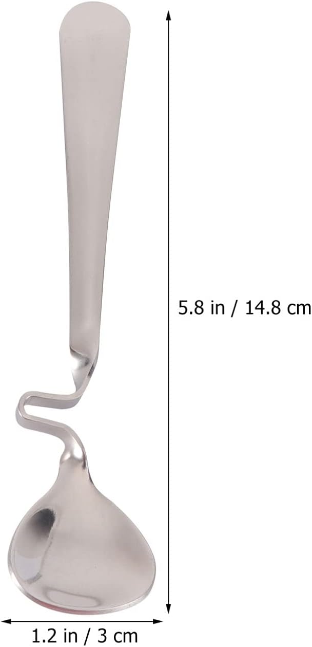 BESTonZON Cucharas de miel multifuncionales para mezclar café con leche, cucharadita de acero inoxidable con mango curvo, 2 unidades