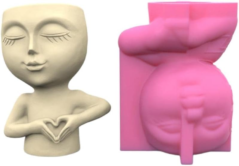 Love Girl – Molde de silicona de yeso para suculentas, maceta de hormigón, florero, yeso, cemento, arcilla, soporte para velas, molde para