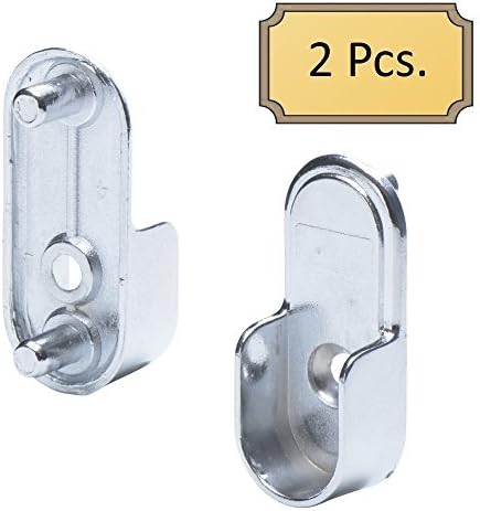 Soportes ovalados para barra de armario con pasadores de 0.197 in orientados hacia atrás  0.591 in x 1.181 in  Cromo pulido  Paquete de 2