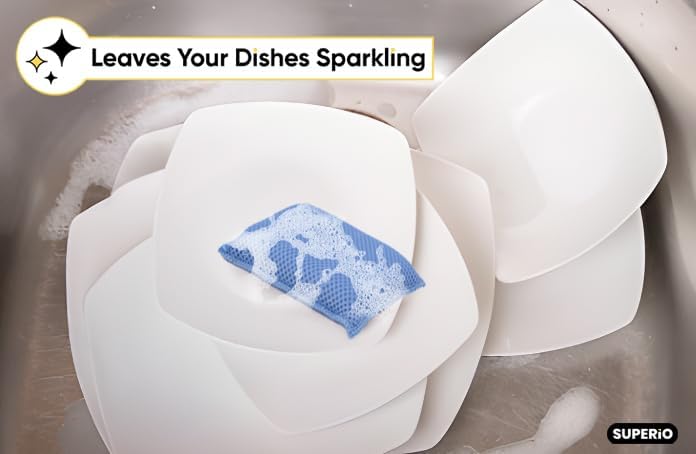 Superio Miracle – Esponjas de microfibra para cocina, antiarañazos, limpieza multiusos de platos, ollas, sartenes y encimeras, lavable a máquina,