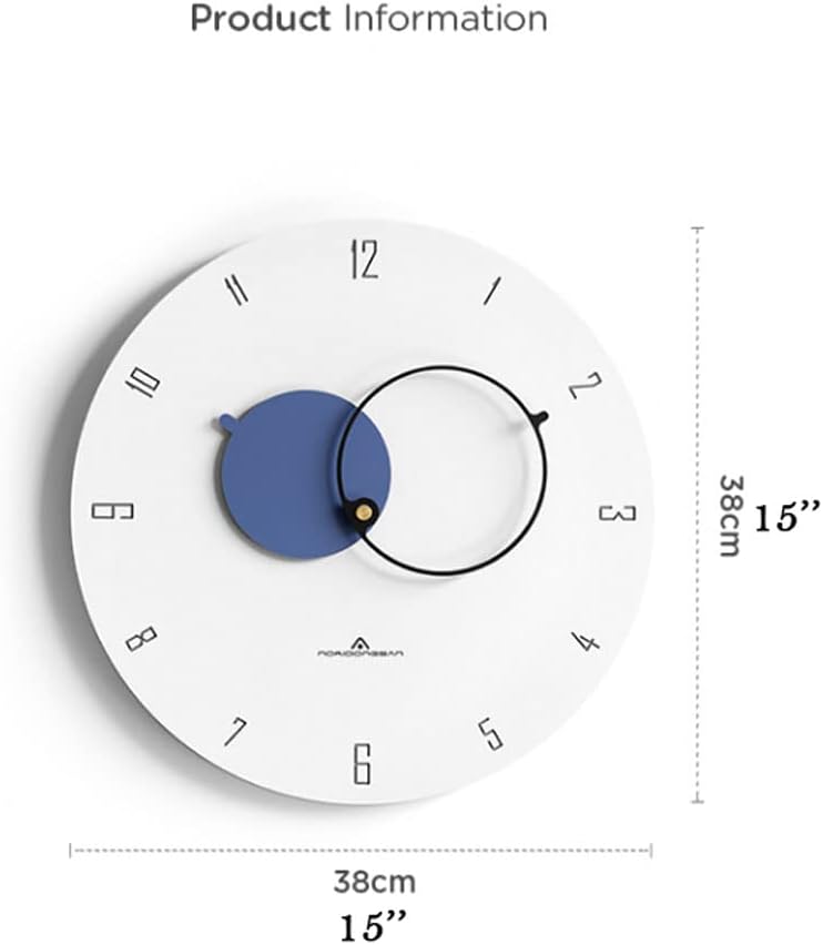 Reloj de pared – Reloj de pared moderno de 15 pulgadas con puntero acrílico único, silencioso, sin tictac, redondo, decorativo, de cuarzo, fácil de
