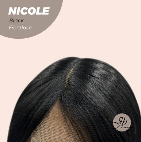 NICOLE – Peluca de encaje frontal, pelucas largas y rizadas negras para mujer, pelucas sintéticas naturales para uso diario (pelucas de cabello