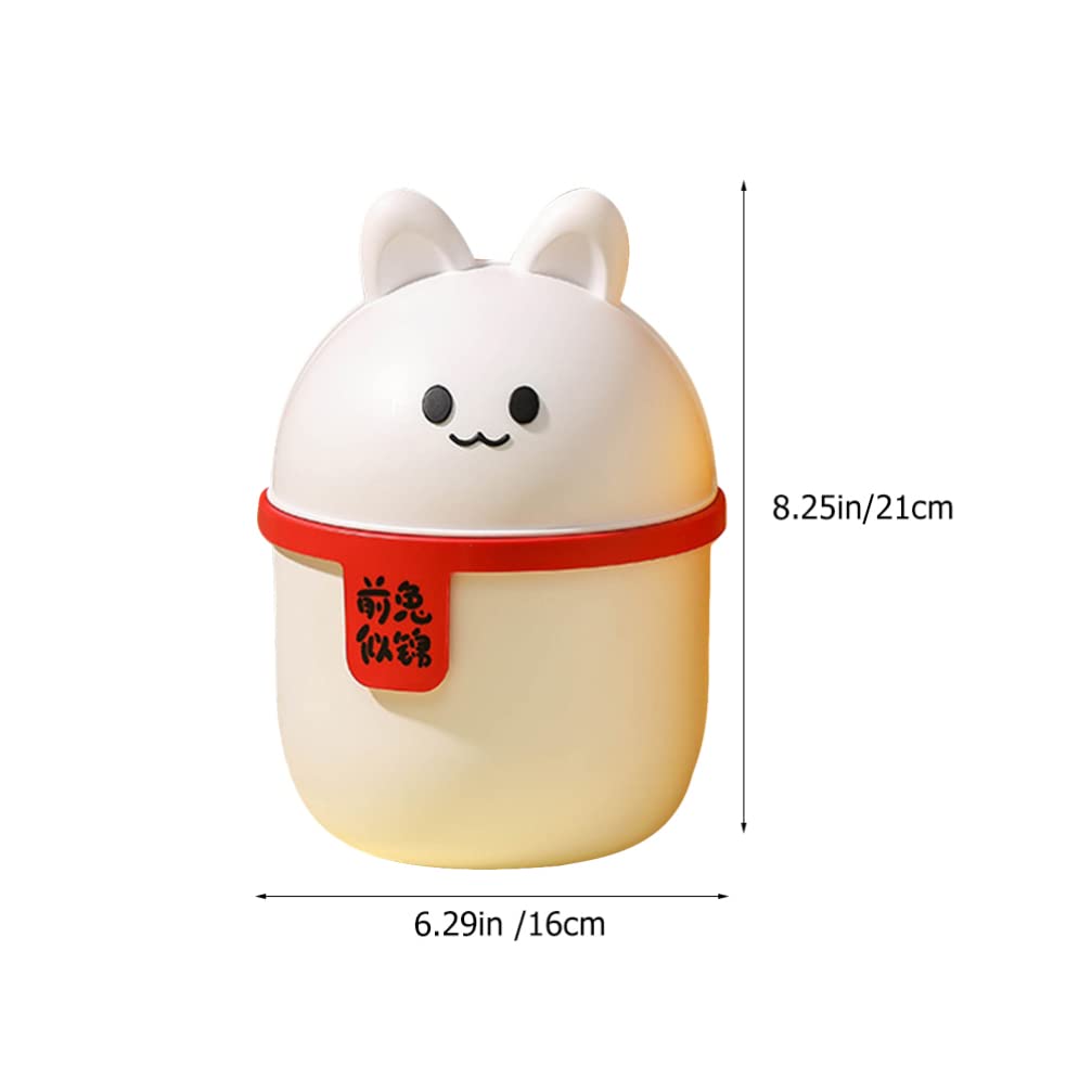 Zerodeko Mini cesta de basura con forma de conejo con forma de animal, cubo de almacenamiento de basura de escritorio, cubo de basura para coche,