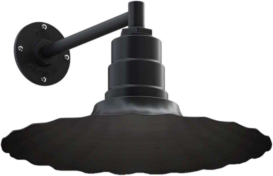 Steel Lighting Co. Highland Park – Luz de granero  Montada en la pared al aire libre  Onda radial de 16 pulgadas  Brazo recto de 11 pulgadas  Estilo